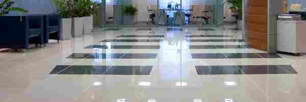 A polished vinyl floor